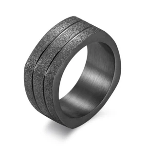 Anillo cuadrado de acero titanio regalo para hombre banda mate plata/oro/negro 9,5 mm talla 7-12 - Imagen 1 de 15