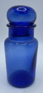 Cobalt Blue Glass Bottle Jar with Lid Made in Taiwan 2" wide 5" tall - Picture 1 of 8