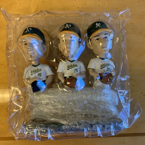 MINT - Athletics A's BIG THREE HUDSON MULDER ZITO BOBBLEHEAD MLB SGA NEW IN BOX Cover