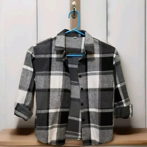 Girls Long Sleeve Shacket, Shein, Black & White plaid, Size 7/8 - Picture 1 of 5