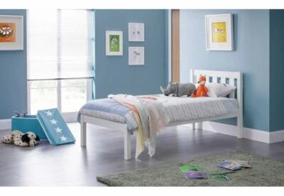 Julian Bowen Luna Surf White and Dove Grey Solid Pine Wooden Bed 3FT Single - Image 1 of 4
