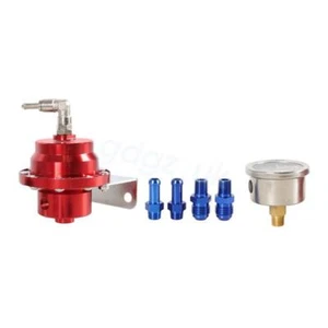 Red Universal Adjustable Car Fuel Pressure Regulator& Oil Gauge Kit 0-160 PSI L - Picture 1 of 17
