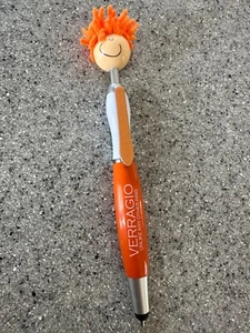 Rare***VERRAGIO Jewelry Co.ballpoint pen~wild orange hair, neck tie, smiley face - Picture 1 of 1