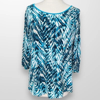 Colección JM Mujer 1X Top Camisa Elastizada Viaje Manga 3/4 Cuello Redondo Túnica Foto 1 de 4