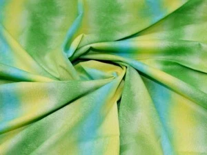 1.3m Woven Stretch Cotton Sateen Fabric  Green Multi - per metre - Picture 1 of 6