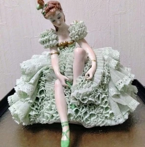 Irish Dresden Prima Ballerina Glass case 6.3 x 5.1 inches - Picture 1 of 11
