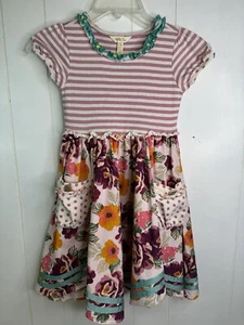 Matilda Jane Pink And Burgundy Dress/leggings Outfit Cap Sleeves Size 6 EUC - Picture 1 of 14