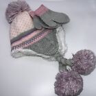 Koala Kids Baby Girl Knit Beanie Faux Fur ￼Hat Mittens Pink Glitter 0-6 Month