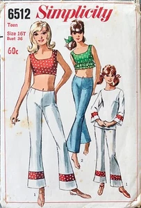 SIMPLICITY 6512 1960's Blouse, Top & Pants Sewing Pattern. Size 16 - Bust 36''. - Picture 1 of 2