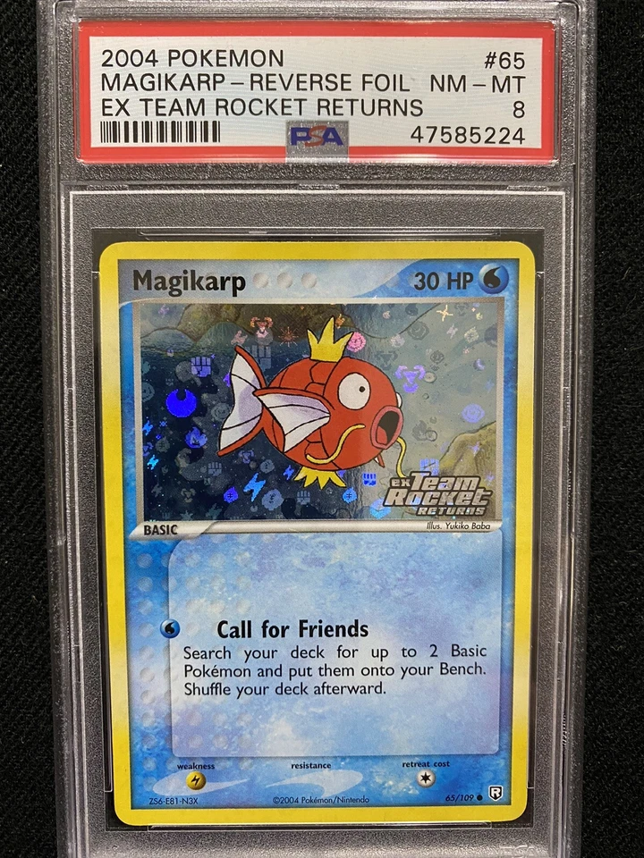 2004 Pokemon EX Team Rocket Returns Magikarp Reverse Foil 65/109 PSA 8 NM-MT - Image 1 of 1