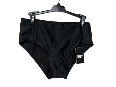 DKNY Women's Solid High-Waist Moderate-Coverage Bikini Bottoms Size-M MSRP $58 - Image 1 of 4