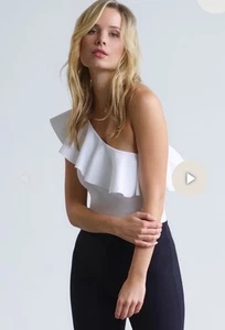 Commando Bonded One Shoulder Ruffle Bodysuit White Medium Retail $128 HTF - Picture 1 of 6