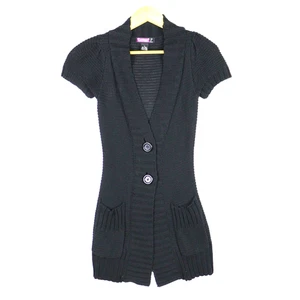Vestido suéter tejido Say What para mujer M cuello en V profundo 2 botones manga corta preppy - Imagen 1 de 8