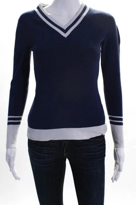 Slate & Willow Womens Rib Knit Varsity Striped Sweater Blue Size XS 12057038 - Image 1 of 4