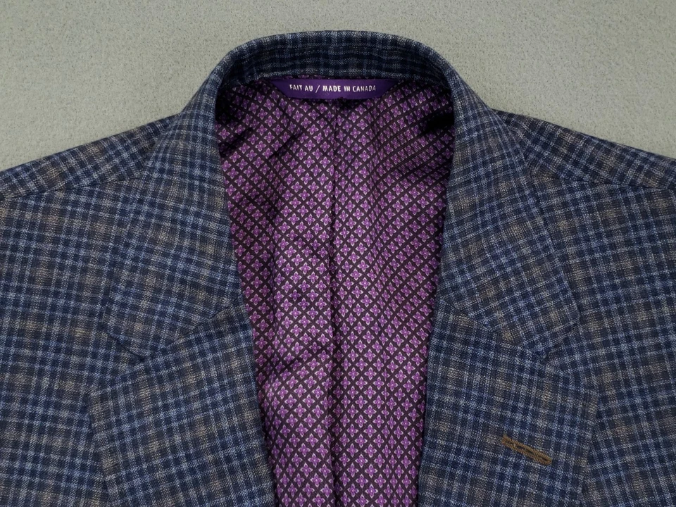 Ted Baker Sport Coat Men's 44R Blue Plaid Wool Two Button Double Vented Blazer - Image 1 of 4