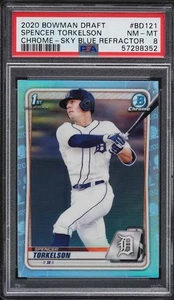 2020 Bowman Chrome Sky Blue Refractor Spencer Torkelson ROOKIE #BD-121 PSA 8 - Picture 1 of 2