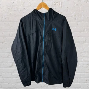 Under Armour Rain Jacket Waterproof Black Full Zip Hiking Outdoors Men's 2XL - Picture 1 of 4