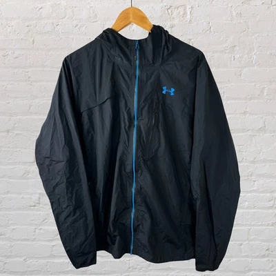 Chaqueta de Lluvia Under Armour Impermeable Negra Cremallera Completa Senderismo Aire Libre Para Hombre 2XL Foto 1 de 4