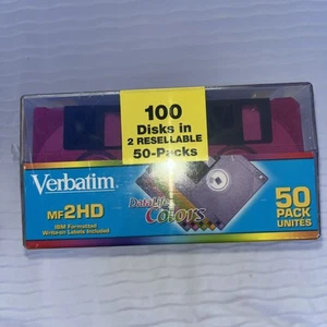 Verbatim MF 2HD Data Life Colors 100 Disks In 2 Resellable 50-packs New Sealed - Photo 1/3