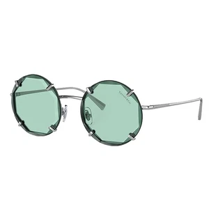 Gafas de sol geométricas de metal plateado Tiffany & Co. TF 3091 6001D9 lente azul azul azul - Imagen 1 de 3