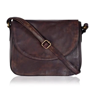 Handcrafted Genuine Leather Vintage Shoulder Crossbody Bag with YKK Zippers, ... - Picture 1 of 7
