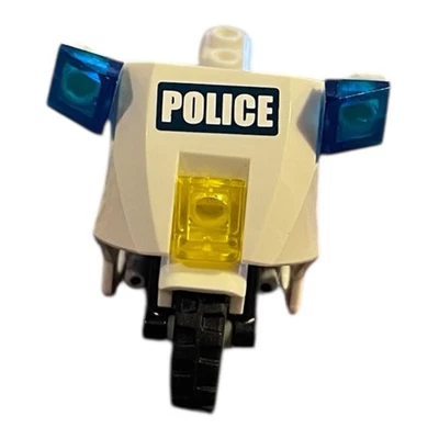 Lego Motocicleta Patrulla Ciudad Policía Jefatura Blanco con Luces Azules Foto 1 de 2