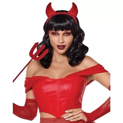 Corsé Devil Top Para Mujer Pequeño Rojo Terciopelo Gótico Corsé Foto 1 de 2