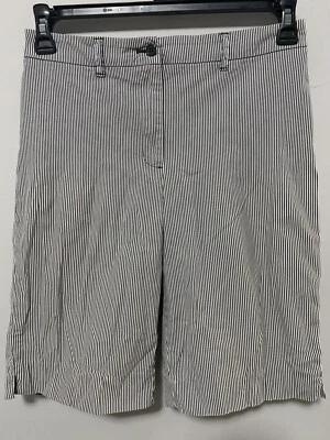 Anne Klein Shorts Women 8 Black White Seersucker Bermuda Golf Stretch Preppy - Image 1 of 4