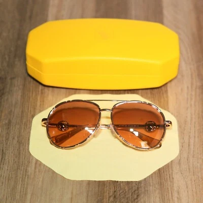 Óculos de sol SWAROVSKI SK338 33F ouro rosa aviador armação de metal 57-13-135 pedras - Imagem 1 de 4