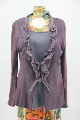 Apropos Púrpura Shell y Manga Larga Mezcla de Algodón Pull Over Top Volantes M 2 piezas #561 Foto 1 de 4