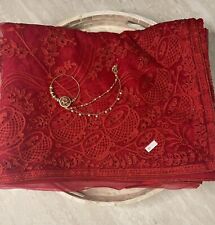 New Bollywood Fancy Desinger Wear Red Net Saree Indian Sari