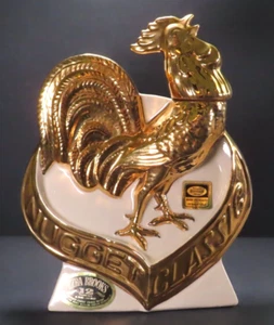 Ezra Brooks Kentucky Whiskey Decanter 24 K Gold Rooster Nugget Casino Nevada 10" - Picture 1 of 14