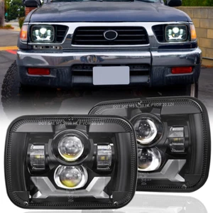 2x 5X7" 7x6inch Black LED DRL Headlights Turn Signal For Ford F-150 F-250 F-350 - Foto 1 di 13