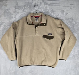 Patagonia Synchilla Fleece 1/4 Snap Button Jacket Pullover Mens Large Tan - Picture 1 of 12