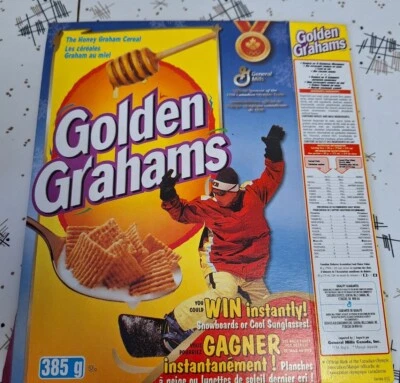 Caja de cereales General Mills Golden Graham's snowboard Foto 1 de 2