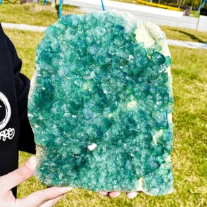 8.33LB Natural green cubic fluorite quartz crystal mineral specimen - Picture 1 of 16