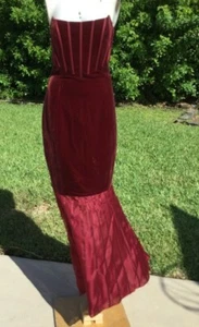 ZANG TOI DUNKEL BURGUNDERROT SAMT TRÄGERLOS DURCHSICHTIG UNTERTEIL KLEID DRESS Gr. 12 neu ohne Etikett - Bild 1 von 12