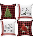 Set Of 4 Christmas Holiday Throw Pillow Covers Decor 17"x17" New