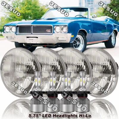 For Buick GS 455 1970-1972 Round 4pcs 5-3/4 5.75"inch LED-Halo Headlights Beam - Image 1 of 4