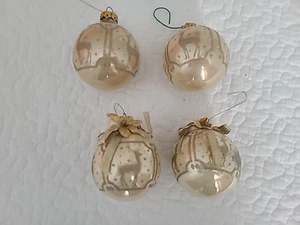 Lot of 4 Vintage Glass Christmas Ornaments Reindeer  beige - Picture 1 of 6