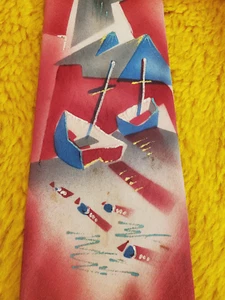 1940s 1950s ~ J V GALET ~ PINTADO A MANO ~ CORBATA PARA HOMBRE ~ ROJO AZUL ~ 52" - Imagen 1 de 5