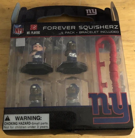 NFL Giants Football Forever Squisherz Lot Contains 4 Keychain Players 1 Bracelet Cover