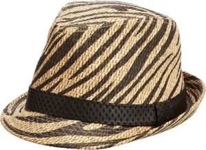 New Pia Rossini Women's Kanya Panama Paper Straw Zebra Print Hat - One Size