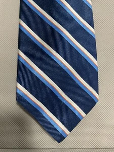 BROOKS BROTHER Silk Navy With Blue,Orange & White Striped Design Tie BRAND NEW - Picture 1 of 3