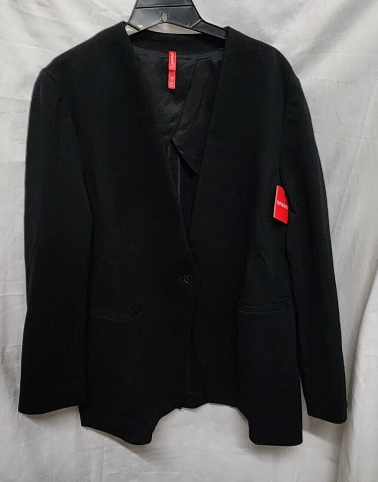 Spanx The Oversized Blazer Womens Black Collarless Ponte (20384R) Sz XL
