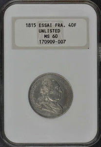 1815 ESSAI FRANCE Unlisted 40F NGC MS60 - Picture 1 of 4
