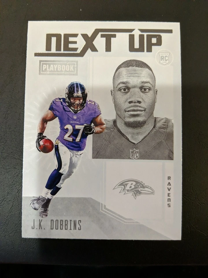 2020 NFL PANINI PLAYBOOK JK DOBBINS NEXT UP RC INSERT #NU-13 - RAVENS - Image 1 of 1