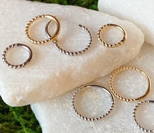 1pc Solid 14kt Gold Braided Hinged Segment Ring Helix Cartilage Clicker - Picture 1 of 11