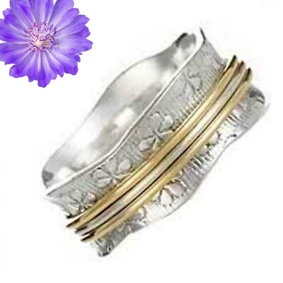 Tow Ton Spinner Ring 925 Sterling Silver Ring Handmade Jewelry Ring For Gift - Image 1 of 3