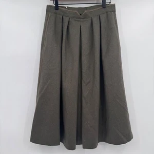 Lodenfrey Skirt Women EU 42 Green Midi Wool Blend Pleated Winter Lined Pockets - Picture 1 of 13